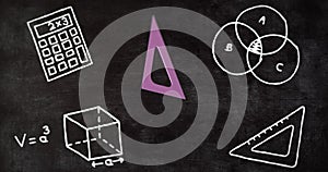 Image of icons and mathematical data processing