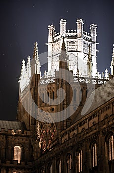 Image of illuminated Ely cathedral at night