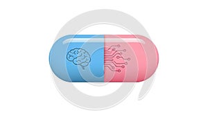 Futuristic human brain and technology integration concept with circuit board and neural connections for AI innovation and digital