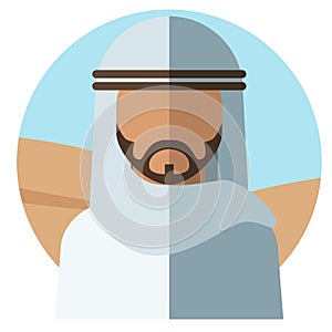 The image of an impersonal Muslim man with a beard. Vector illustration.