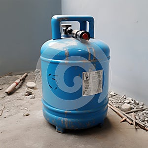 Image Inactive blue LPG cylinder, idle and not in use