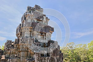 Image of the incomplete stone tower at the ancient Ta Keo Khmer temple