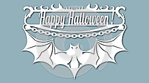 The image with the inscription - Happy halloween. Template with vector illustration. For laser cutting, plotter and silkscreen pri