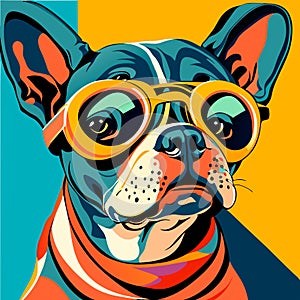 Intelectual hipster dog french bulldog