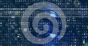 Image of interference and binary coding over server room