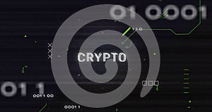 Image of interference over crypto text, data processing and computer circuit board