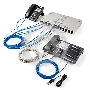 Internet phone network isolated on white background