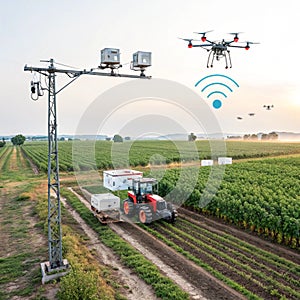 IoT agriculture with smart robotic AI photo