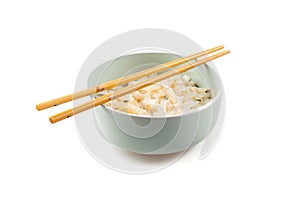 Image of isolated bowl with noodle with sticks