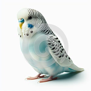 Image of isolated budgerigar against pure white background, ideal for presentations