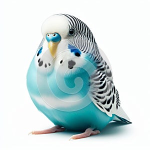 Image of isolated budgerigar against pure white background, ideal for presentations