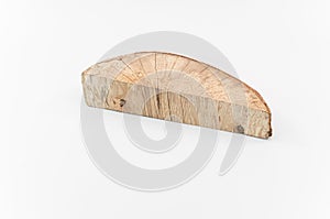 image with isolated chopped wood on a white surface