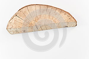 image with isolated chopped wood on a white surface