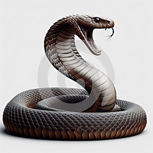 Image of isolated cobra against pure white background, ideal for presentations