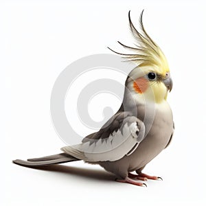 Image of isolated cockatiel against pure white background, ideal for presentations