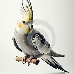 Image of isolated cockatiel against pure white background, ideal for presentations