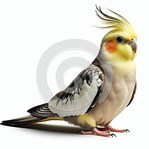 Image of isolated cockatiel against pure white background, ideal for presentations