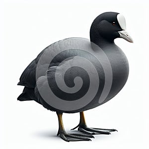 Image of isolated coot against pure white background, ideal for presentations