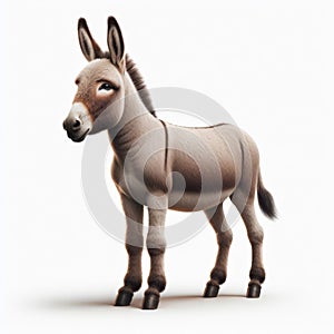 Image of isolated donkey against pure white background, ideal for presentations