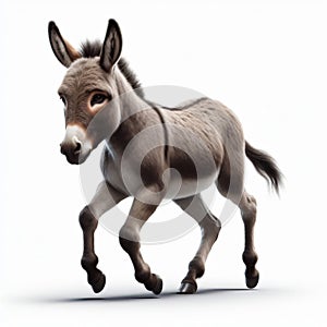 Image of isolated donkey against pure white background, ideal for presentations