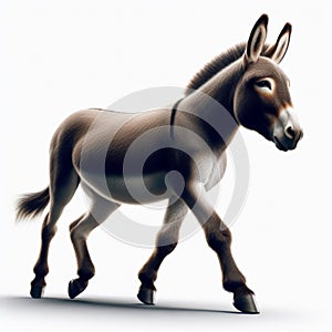 Image of isolated donkey against pure white background, ideal for presentations