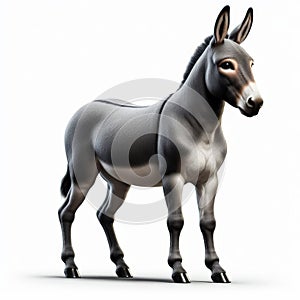 Image of isolated donkey against pure white background, ideal for presentations