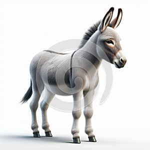 Image of isolated donkey against pure white background, ideal for presentations