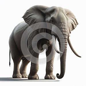 Image of isolated elephant against pure white background, ideal for presentations