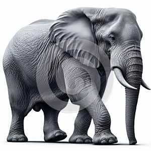 Image of isolated elephant against pure white background, ideal for presentations