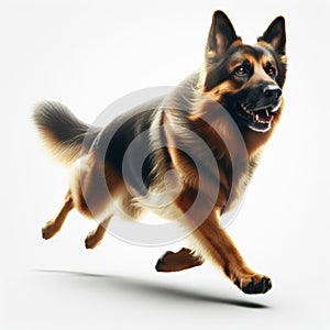 Image of isolated German shepherd against pure white background, ideal for presentations