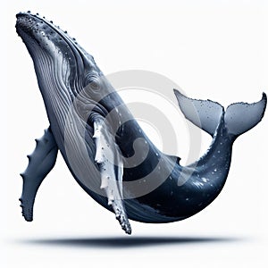 Image of isolated humpback whale against pure white background, ideal for presentations