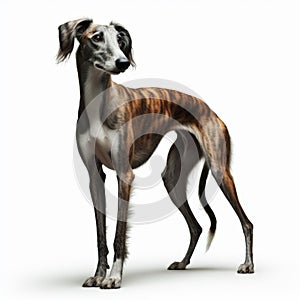 Image of isolated lurcher against pure white background, ideal for presentations