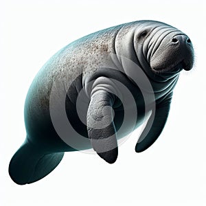 Image of isolated manatee against pure white background, ideal for presentations
