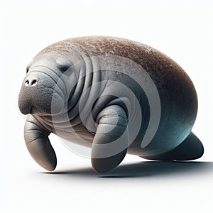 Image of isolated manatee against pure white background, ideal for presentations