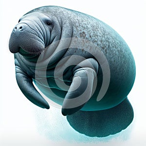 Image of isolated manatee against pure white background, ideal for presentations