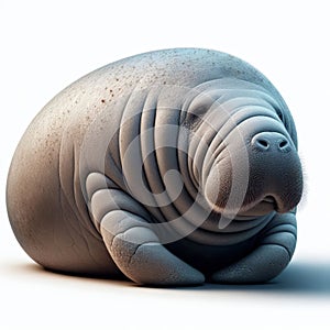 Image of isolated manatee against pure white background, ideal for presentations