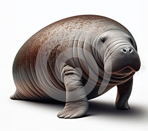 Image of isolated manatee against pure white background, ideal for presentations