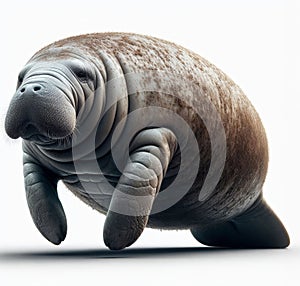 Image of isolated manatee against pure white background, ideal for presentations