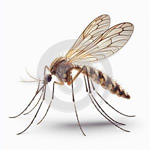 Image of isolated mosquito against pure white background, ideal for presentations