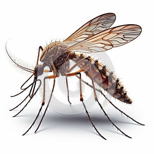 Image of isolated mosquito against pure white background, ideal for presentations