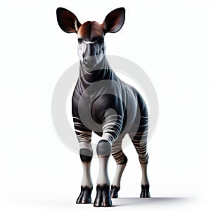 Image of isolated okapi against pure white background, ideal for presentations