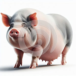 Image of isolated pig against pure white background, ideal for presentations