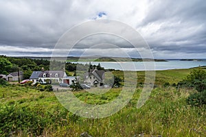 Image of isolated Scottish houses near Kyle of Tongue in the north west Highlands, Scotland