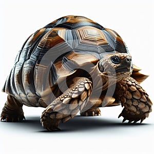 Image of isolated tortoise against pure white background, ideal for presentations