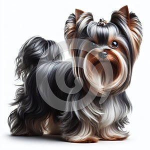 Image of isolated Yorkshire terrier dog against pure white background, ideal for presentations