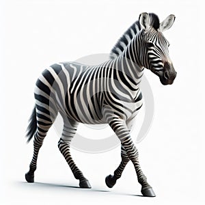 Image of isolated zebra against pure white background, ideal for presentations