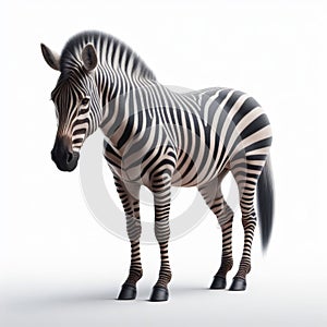 Image of isolated zebra against pure white background, ideal for presentations