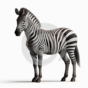 Image of isolated zebra against pure white background, ideal for presentations