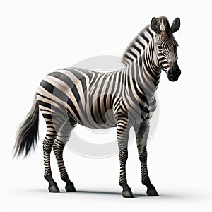 Image of isolated zebra against pure white background, ideal for presentations