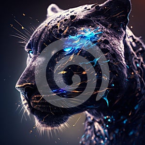 An image of jaguar with glowing eyes. Generative AI